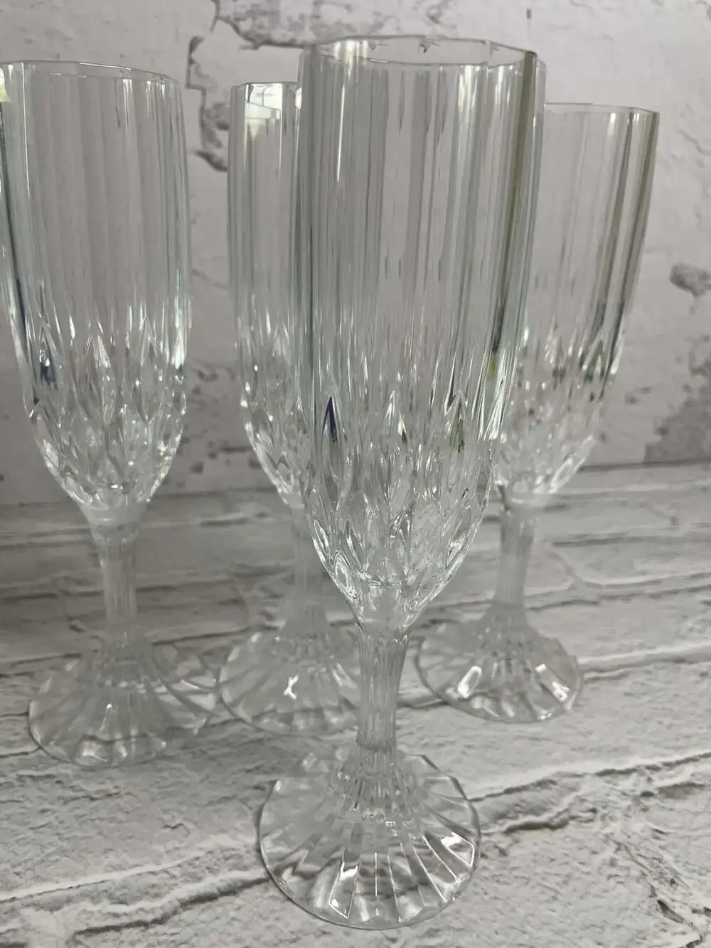 Set of 4 Cristal d'Arques-Durand Bretagne Crystal Champagne Flutes